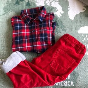 Corduroy Pants with lining and Cotton Shirt